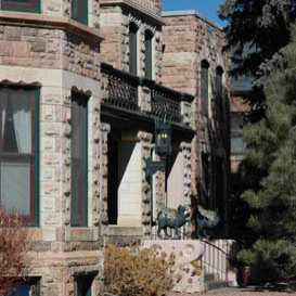 Stone face on building