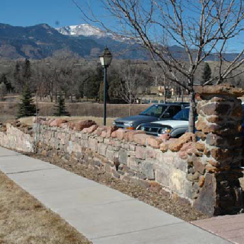 Stone wall near pathway to Monument Valley Park