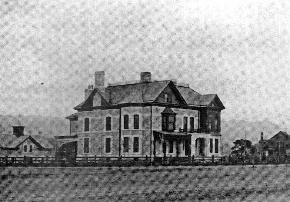 A black and white photo of the Hagerman Mansion in Colorado Springs Circa 1890.