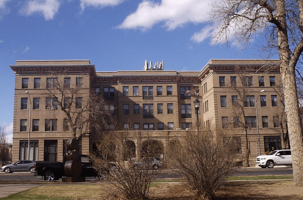 Photograph of the Acacia Park Hotel at 104 East Platte Avenue in Colorado Springs