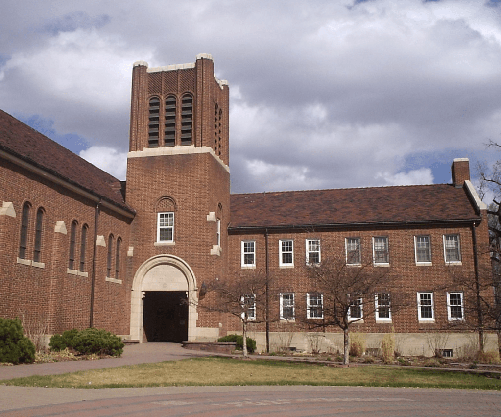 Photograph of the First Christian Church at 16 East Platte Avenue in Colorado Springs