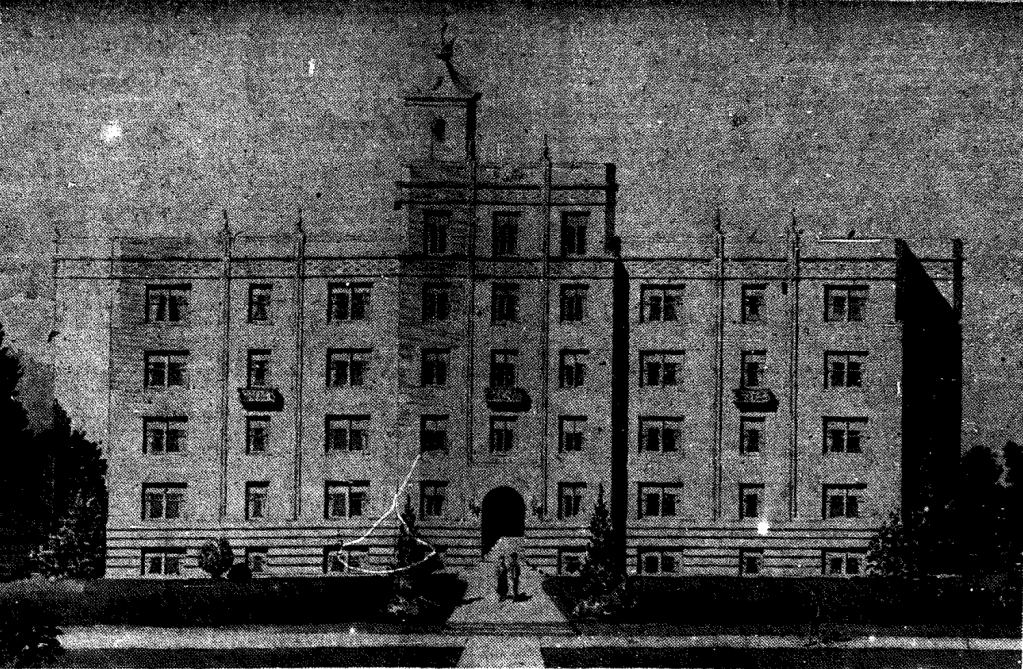 Architects drawing by C.E. Thomas of the new 0,000 apartments to be built in the 600 block on North Cascade avenue by Benjamin Lefkowsky. 