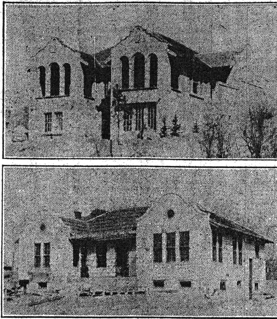 Printed photograph of two bungalows published in an article in the Gazette Telegraph in 1925. 610 Park Terrace is in the bottom photograph.