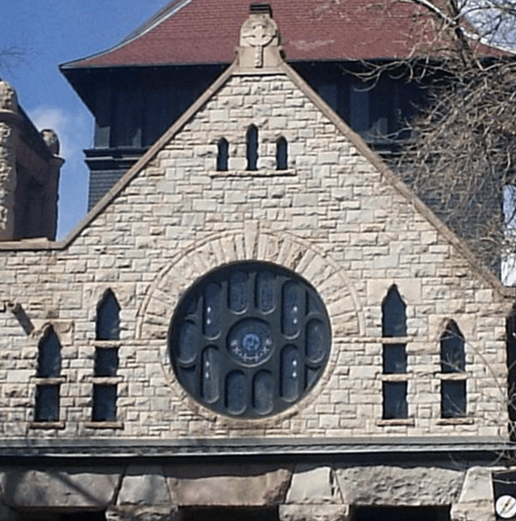 Photograph of Stonework on the First Congregational Church Facade